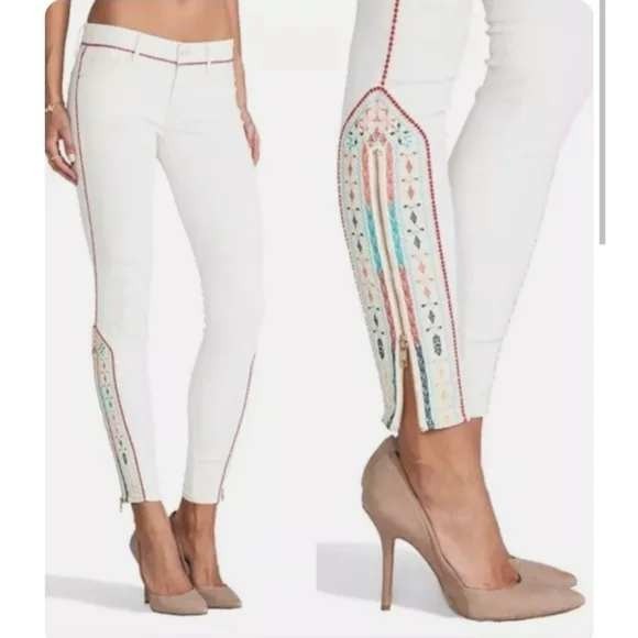 Mother The‎ Looker Ankle Zip Barefoot Princess Embroidered Colorful Size 26 - Picture 1 of 7